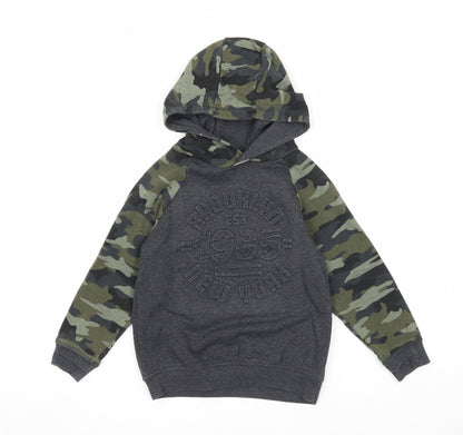 Preworn Boys Multicoloured Camouflage Cotton Pullover Hoodie Size 5 Years Pullover