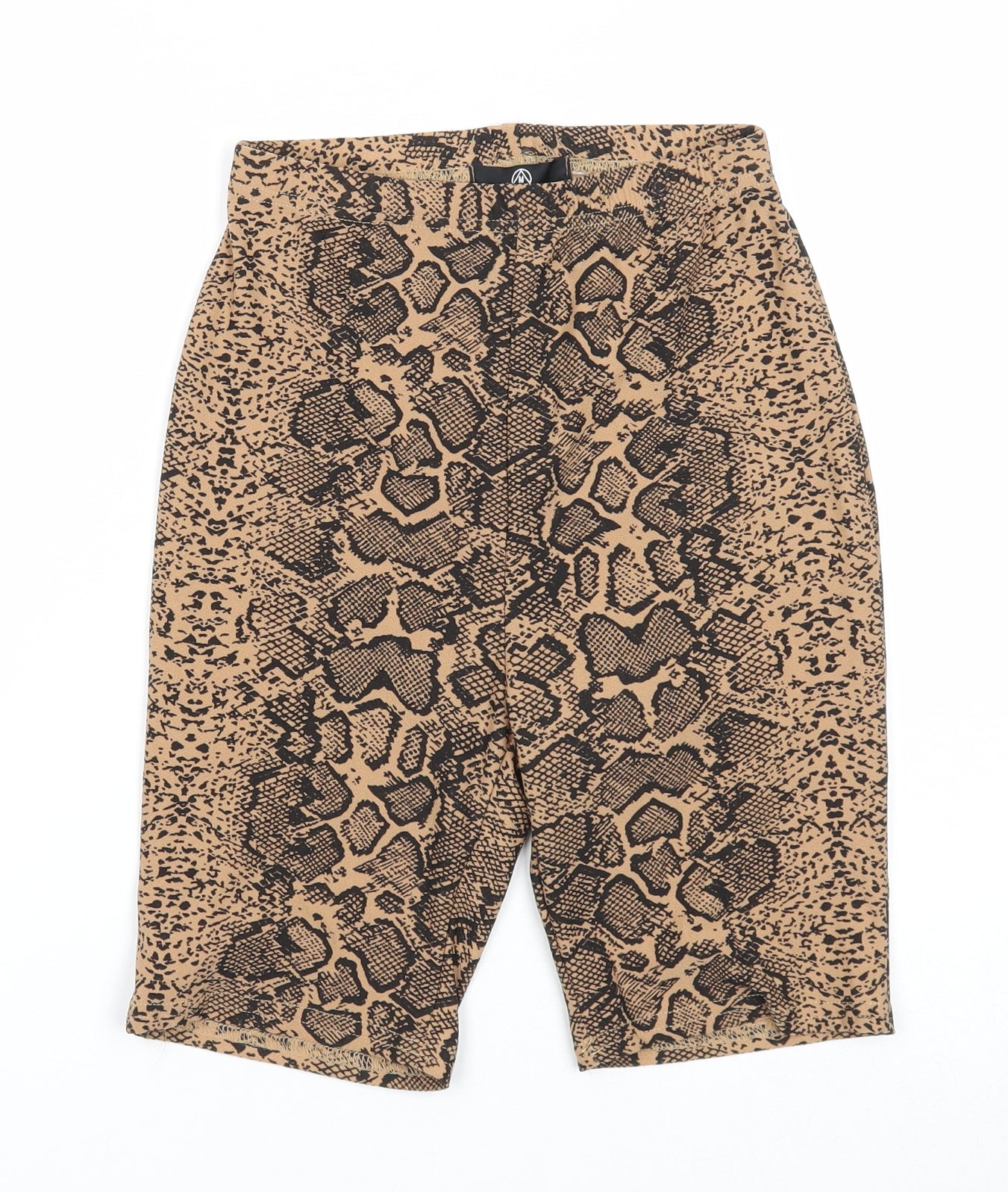 Missguided Womens Beige Animal Print Polyester Compression Shorts Size 6 Regular Pull On - Snake Print