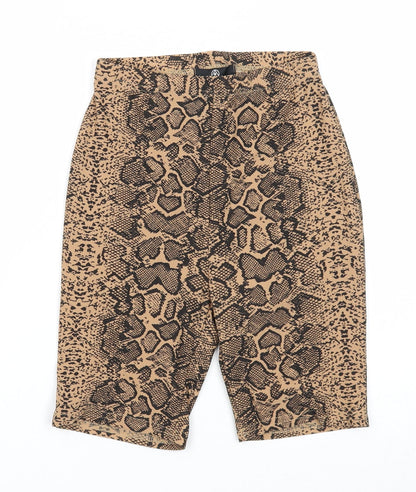Missguided Womens Beige Animal Print Polyester Compression Shorts Size 6 Regular Pull On - Snake Print