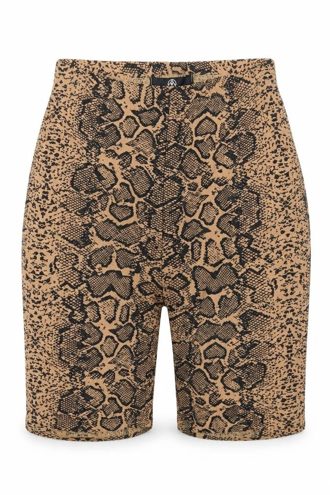 Missguided Womens Beige Animal Print Polyester Compression Shorts Size 6 Regular Pull On - Snake Print