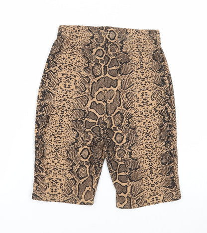 Missguided Womens Beige Animal Print Polyester Compression Shorts Size 6 Regular Pull On - Snake Print