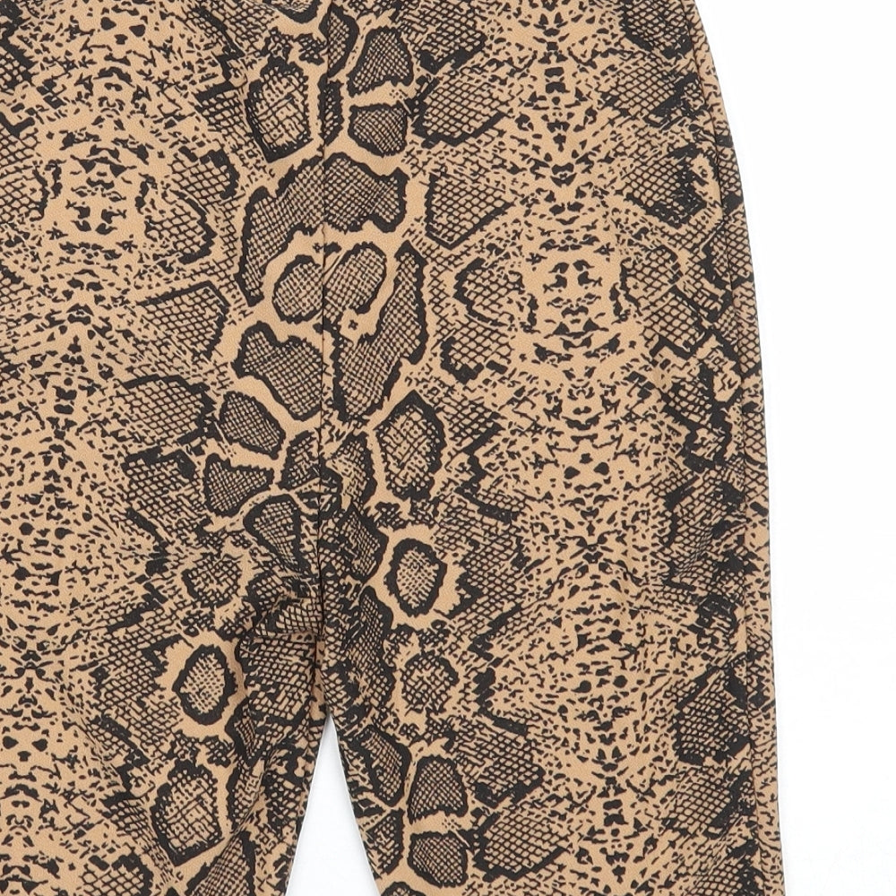 Missguided Womens Beige Animal Print Polyester Compression Shorts Size 6 Regular Pull On - Snake Print
