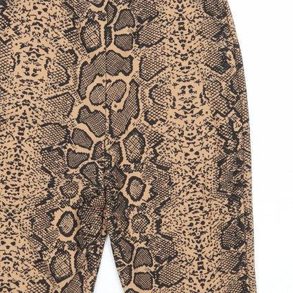 Missguided Womens Beige Animal Print Polyester Compression Shorts Size 6 Regular Pull On - Snake Print