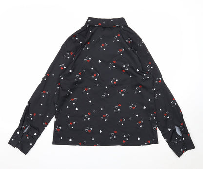 Womens UK Size M By Clara Black Basic Button-Up