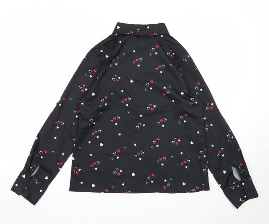 Womens UK Size M By Clara Black Basic Button-Up