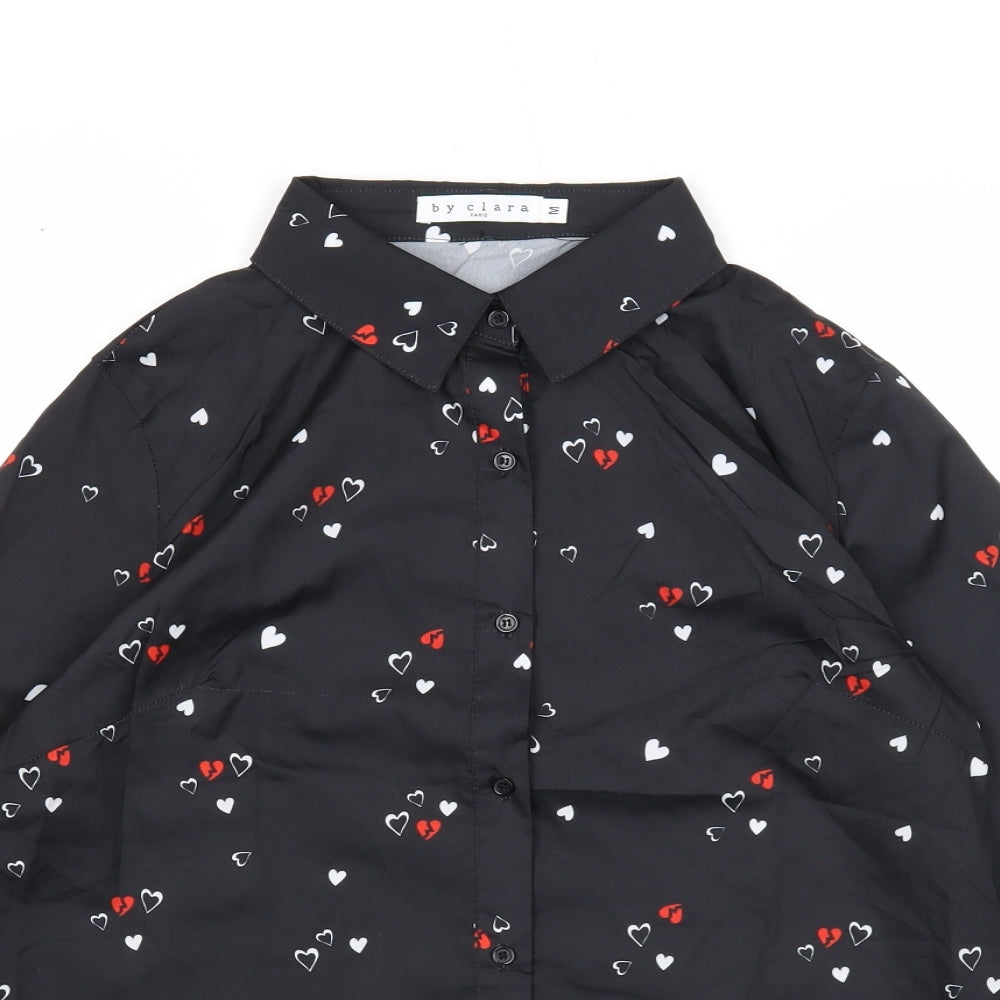 Womens UK Size M By Clara Black Basic Button-Up
