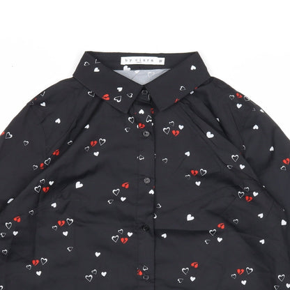 Womens UK Size M By Clara Black Basic Button-Up