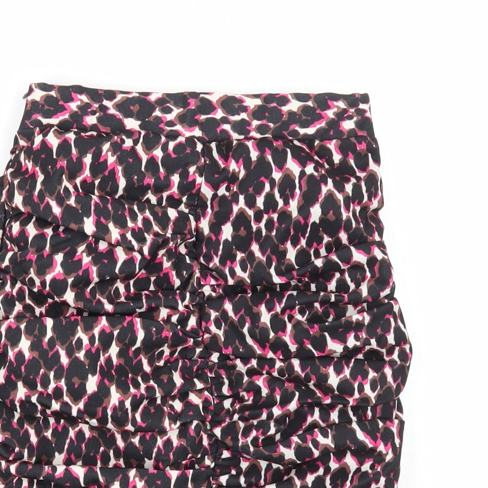 Actuel Womens Multicoloured Animal Print Polyester Bandage Skirt Size 8 Zip - Leopard Pattern Size 21 inch waist
