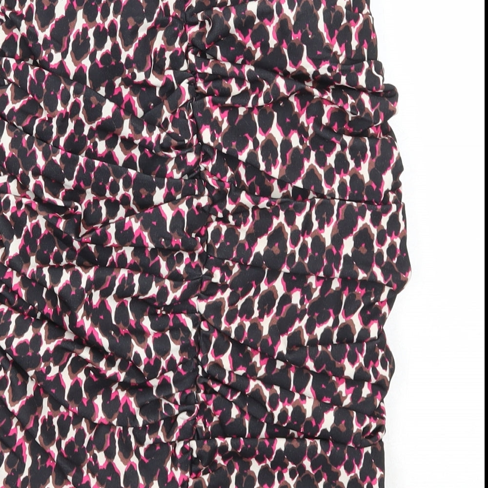 Actuel Womens Multicoloured Animal Print Polyester Bandage Skirt Size 8 Zip - Leopard Pattern Size 21 inch waist