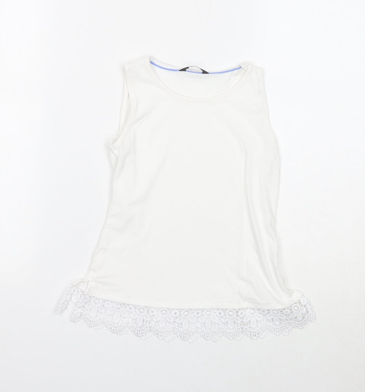 George Girls White Cotton Basic Tank Size 7-8 Years Round Neck Pullover