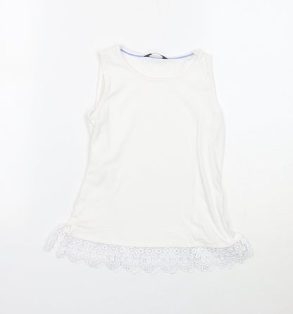 George Girls White Cotton Basic Tank Size 7-8 Years Round Neck Pullover