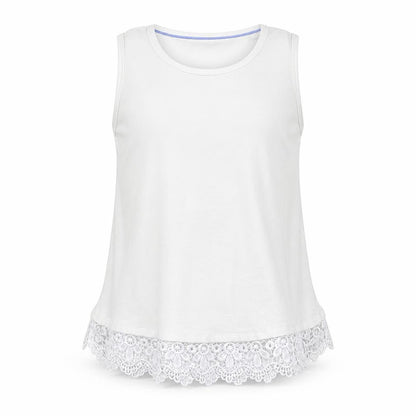 George Girls White Cotton Basic Tank Size 7-8 Years Round Neck Pullover