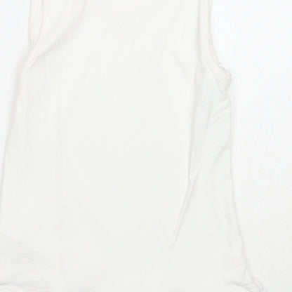 George Girls White Cotton Basic Tank Size 7-8 Years Round Neck Pullover