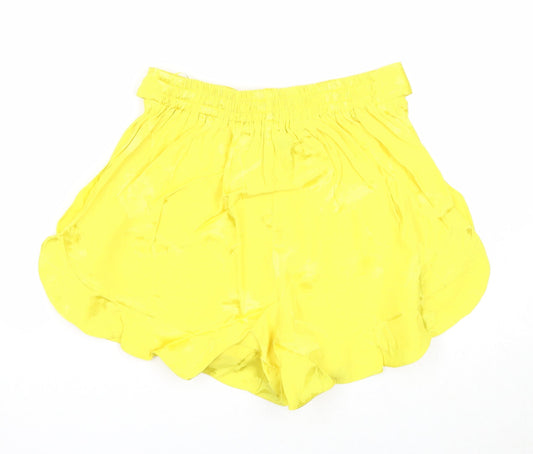 River Island Womens Yellow Viscose Bermuda Shorts Size 8 Regular Pull On
