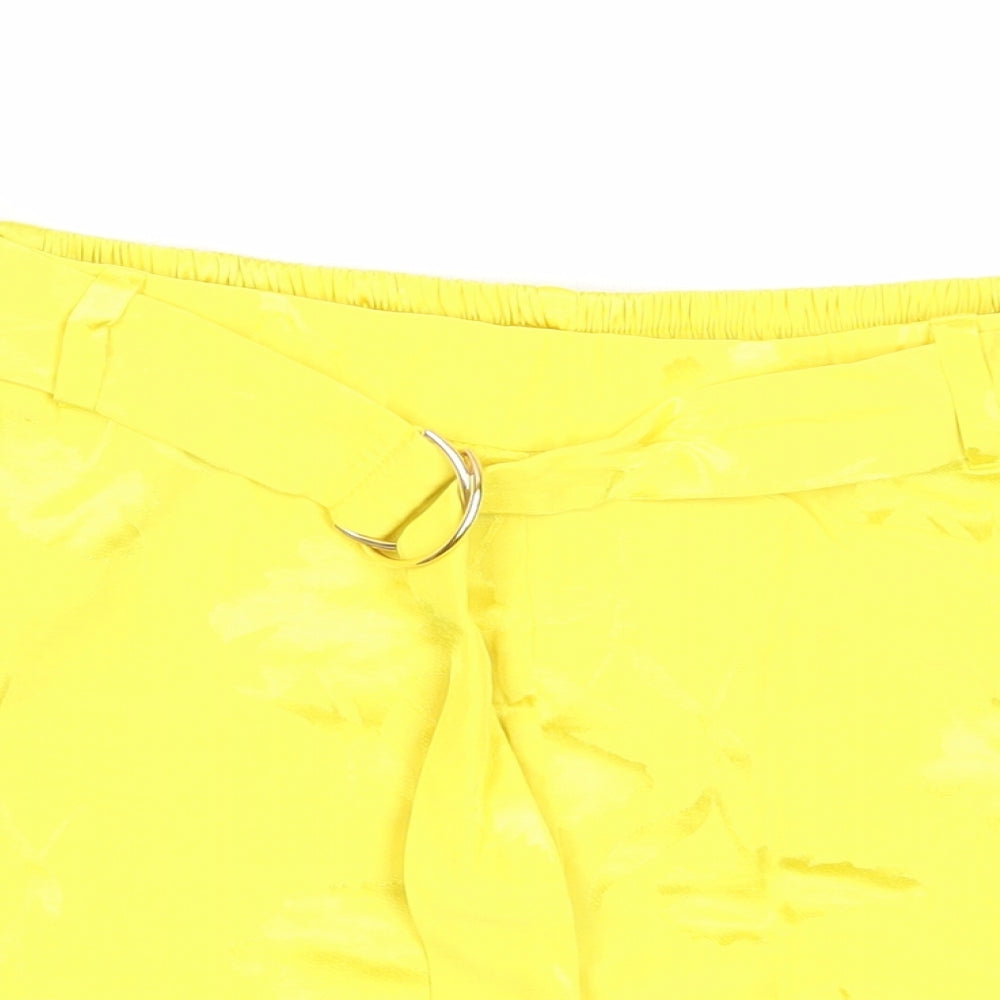 River Island Womens Yellow Viscose Bermuda Shorts Size 8 Regular Pull On