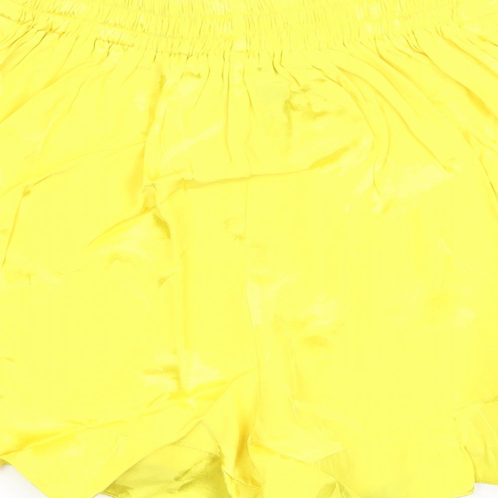 River Island Womens Yellow Viscose Bermuda Shorts Size 8 Regular Pull On