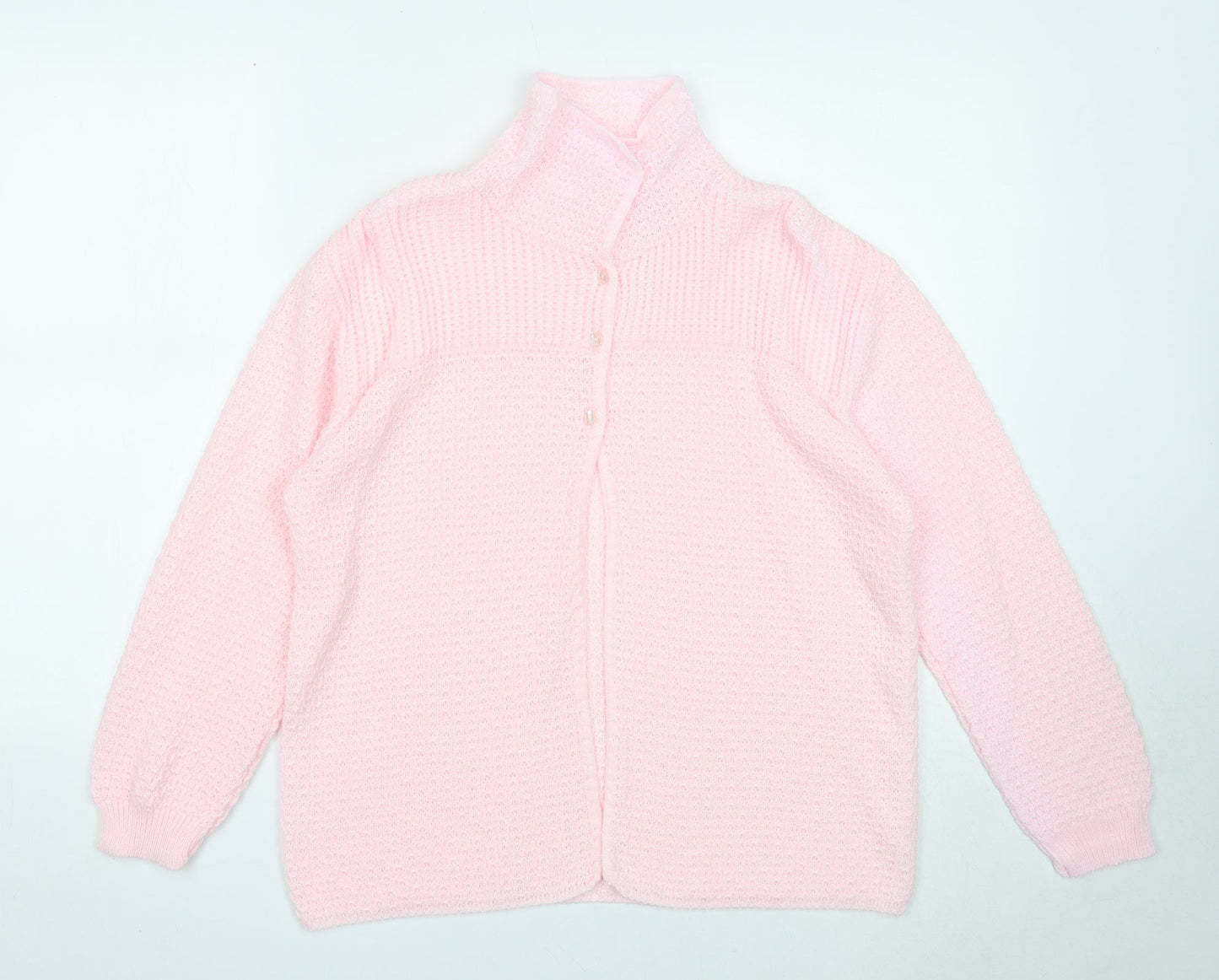 Marlon Womens Pink Collared Acrylic Cardigan Jumper Size 12