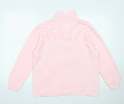 Marlon Womens Pink Collared Acrylic Cardigan Jumper Size 12