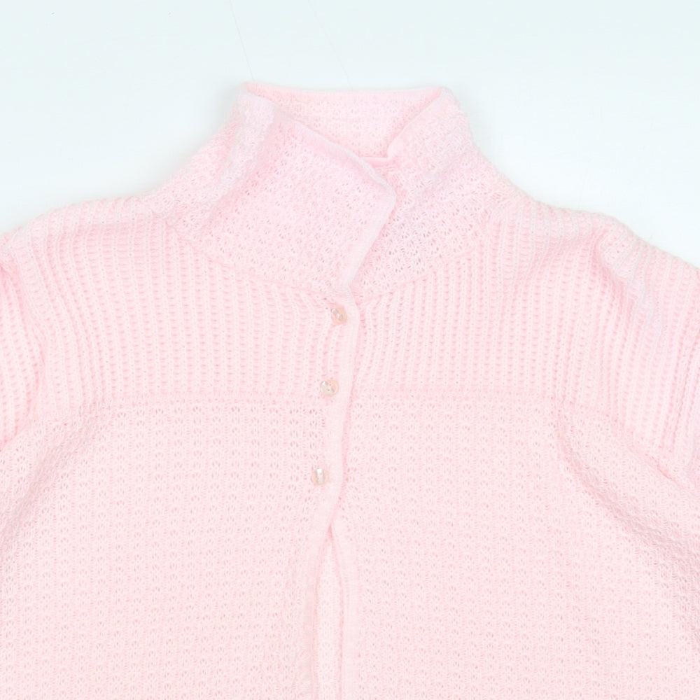 Marlon Womens Pink Collared Acrylic Cardigan Jumper Size 12