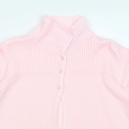 Marlon Womens Pink Collared Acrylic Cardigan Jumper Size 12