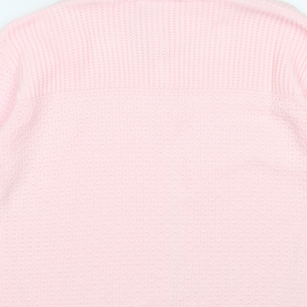 Marlon Womens Pink Collared Acrylic Cardigan Jumper Size 12