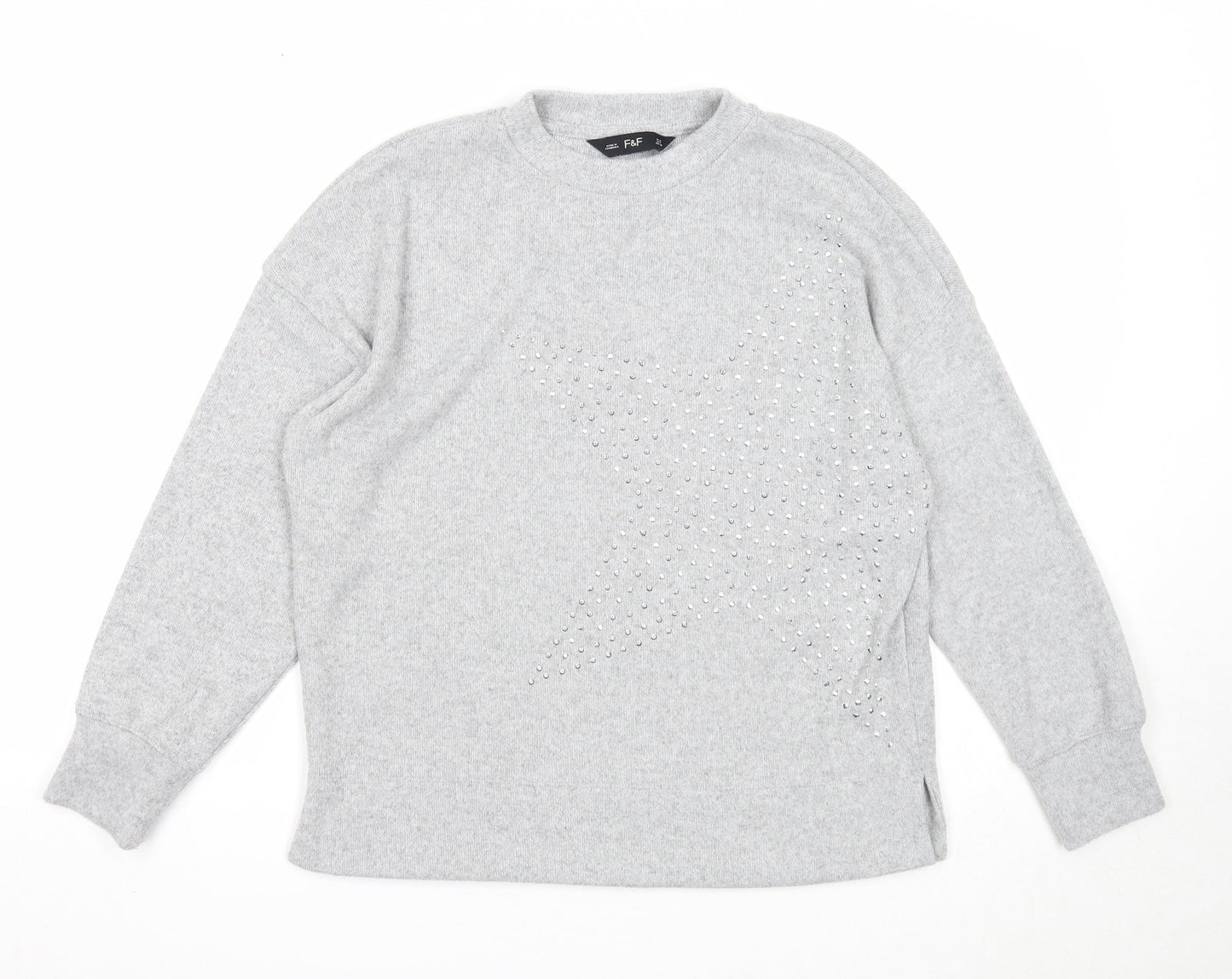 Womens UK Size 10 F&F Grey Pullover Jumper