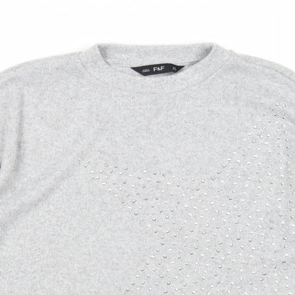 Womens UK Size 10 F&F Grey Pullover Jumper