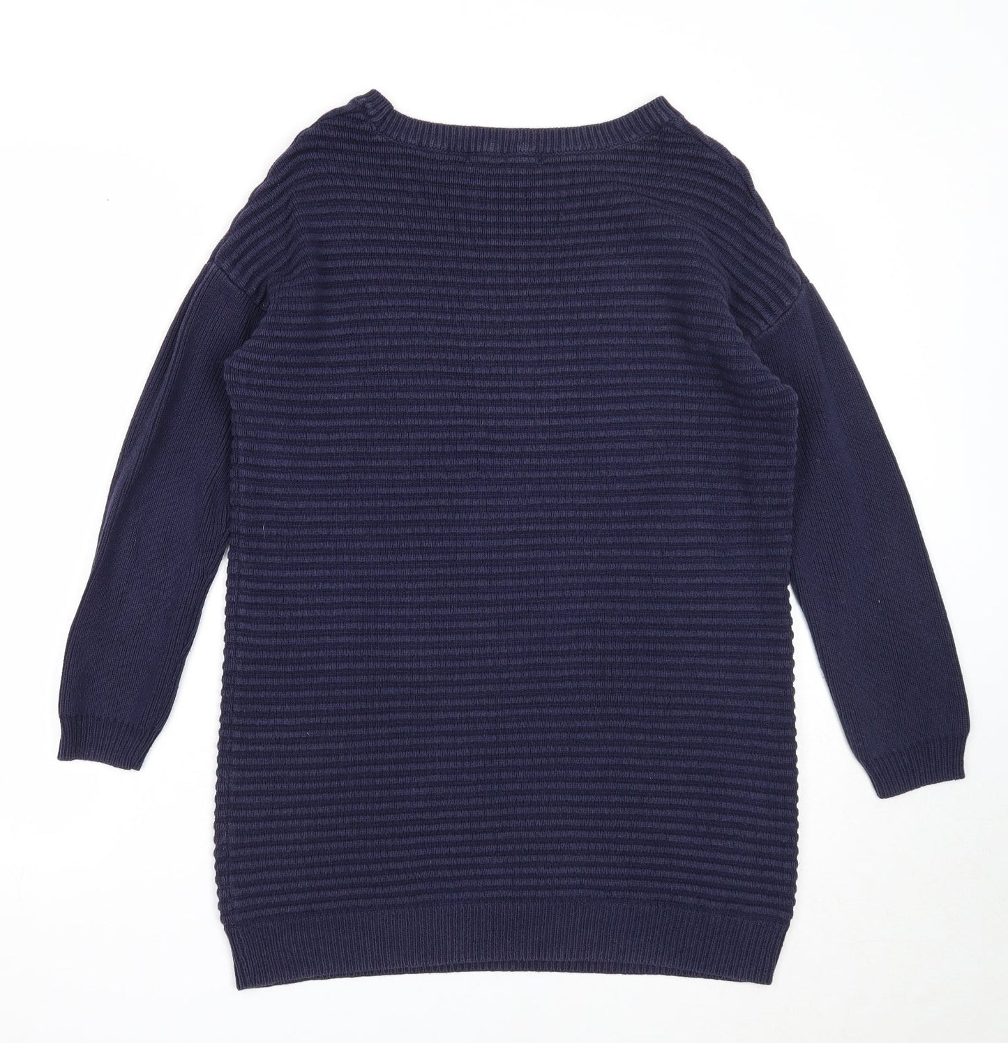 George Womens Blue Boat Neck Striped Cotton Pullover Jumper Size 8