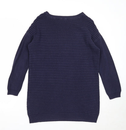 George Womens Blue Boat Neck Striped Cotton Pullover Jumper Size 8