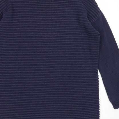 George Womens Blue Boat Neck Striped Cotton Pullover Jumper Size 8