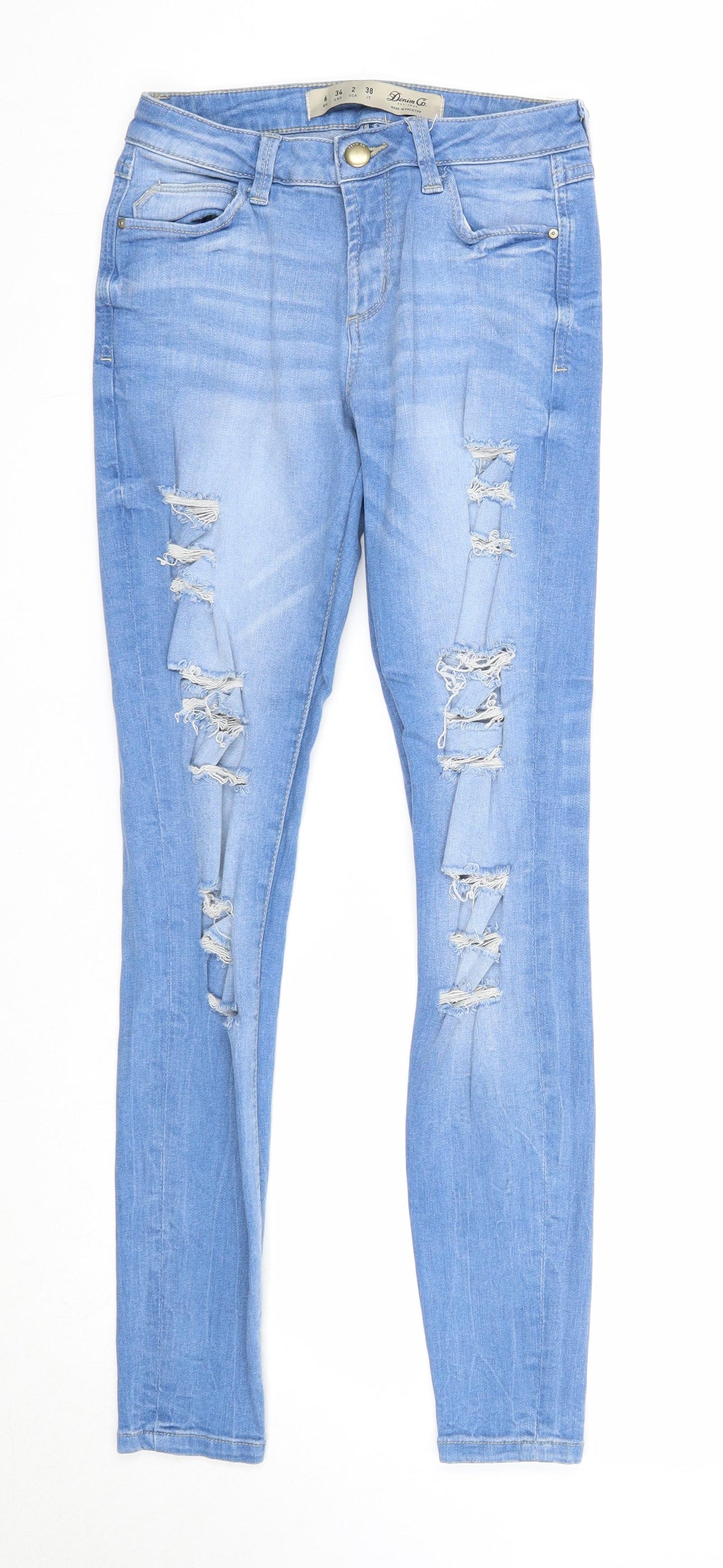 Denim & Co. Womens Blue Cotton Skinny Jeans Size 6 Regular Zip