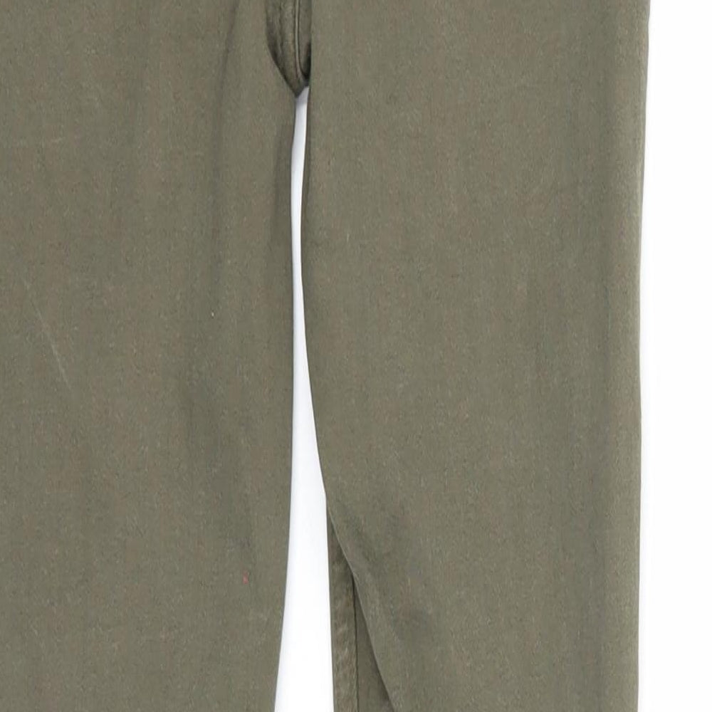 River Island Girls Green Cotton Skinny Jeans Size 10 Years Regular Zip - Distressed