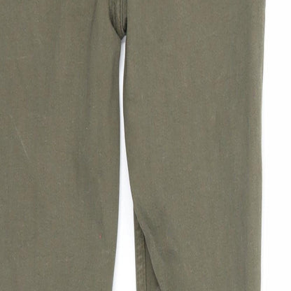 River Island Girls Green Cotton Skinny Jeans Size 10 Years Regular Zip - Distressed