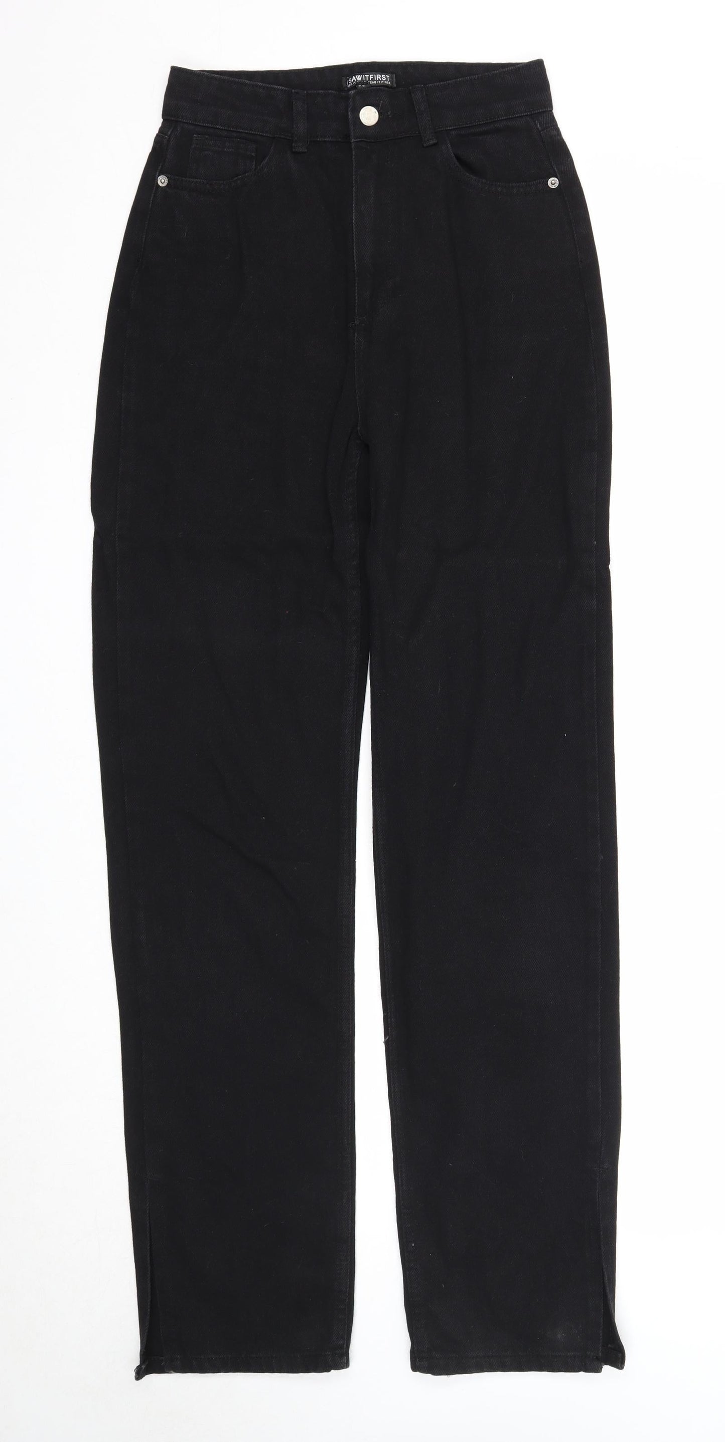 I SAW IT FIRST Womens Black Cotton Straight Jeans Size 6 Regular Zip