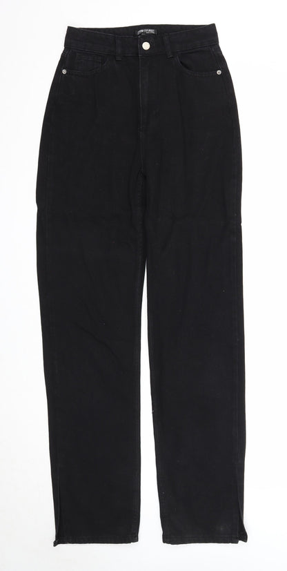 I SAW IT FIRST Womens Black Cotton Straight Jeans Size 6 Regular Zip