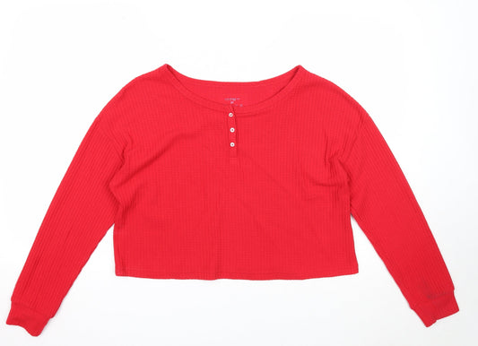 Primark Womens Red Boat Neck Polyester Pullover Jumper Size 12