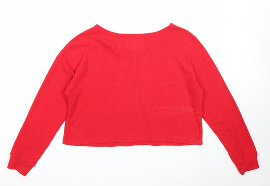 Primark Womens Red Boat Neck Polyester Pullover Jumper Size 12