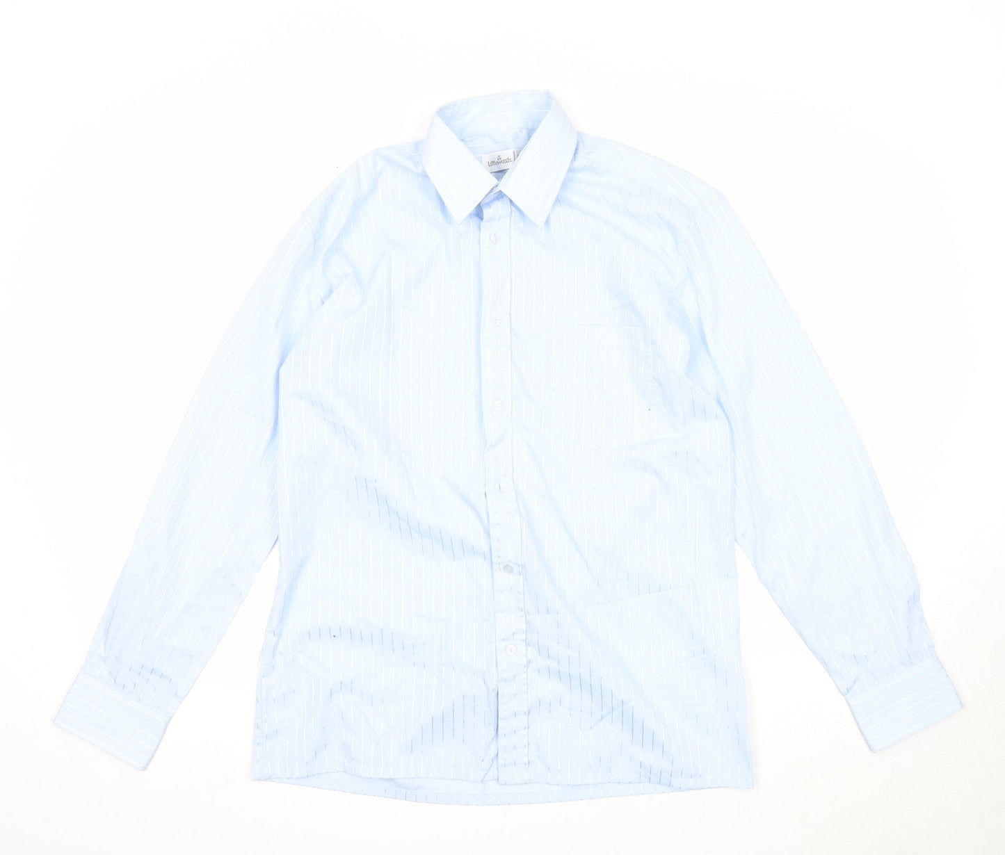 Mens UK Size 15 Littlewoods Blue  Button-Up Long Sleeve Casual Shirt