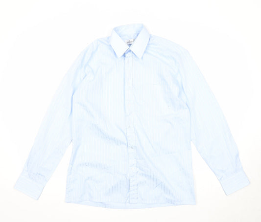 Mens UK Size 15 Littlewoods Blue  Button-Up Long Sleeve Casual Shirt