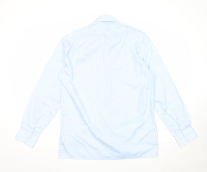 Mens UK Size 15 Littlewoods Blue  Button-Up Long Sleeve Casual Shirt