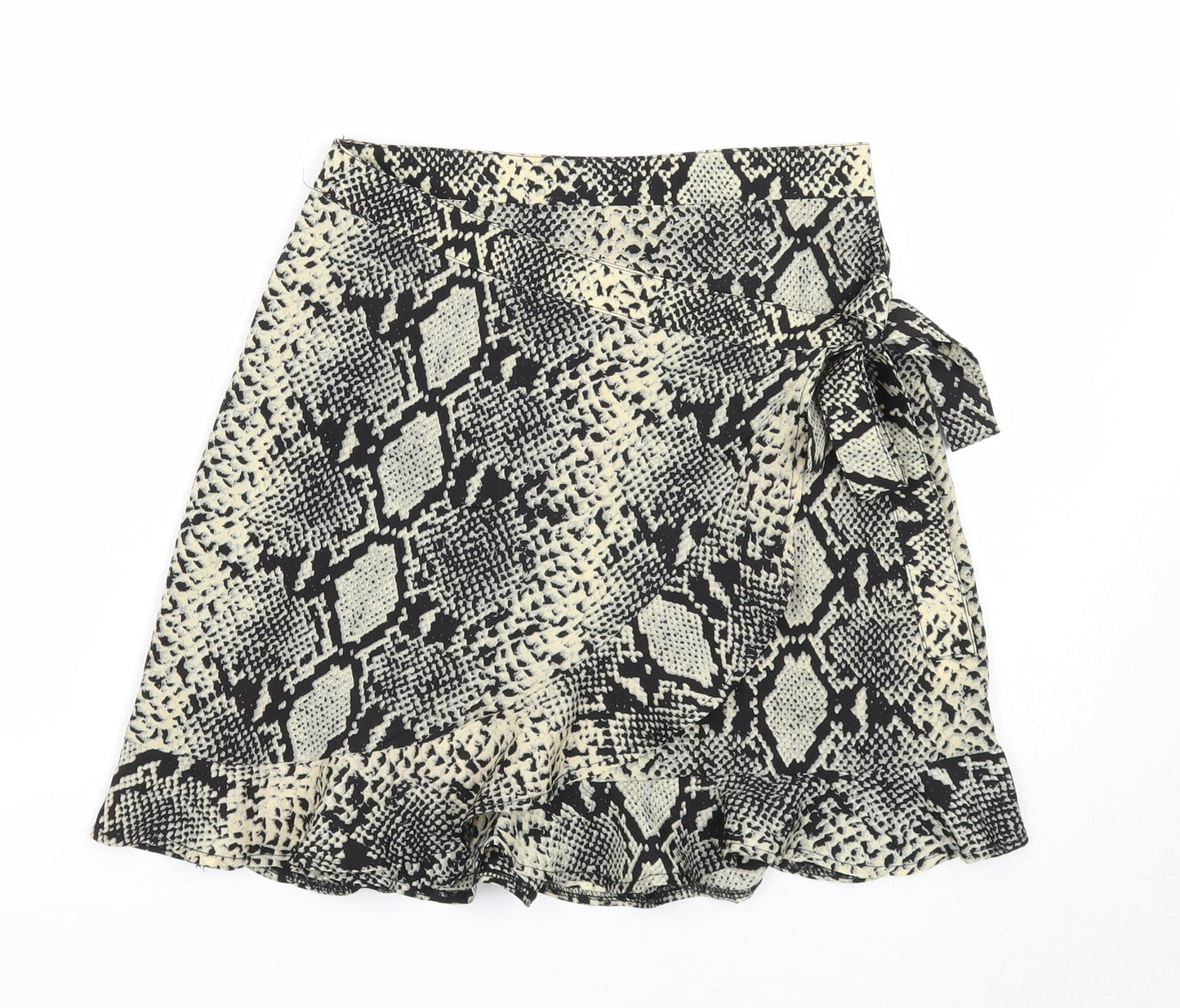 Nasty Gal Womens Multicoloured Animal Print Polyester Wrap Skirt Size 4 Zip - Snakeskin Pattern