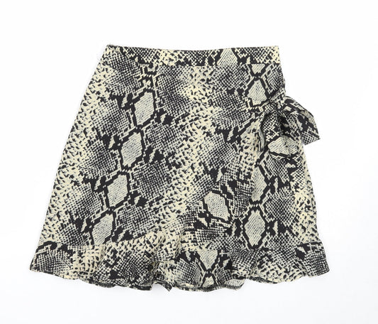 Nasty Gal Womens Multicoloured Animal Print Polyester Wrap Skirt Size 4 Zip - Snakeskin Pattern