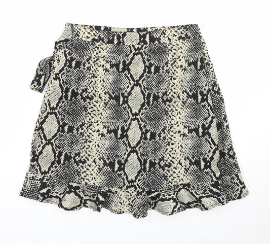 Nasty Gal Womens Multicoloured Animal Print Polyester Wrap Skirt Size 4 Zip - Snakeskin Pattern