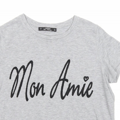 Miss Selfridge Womens Grey Polyester Basic T-Shirt Size 8 Round Neck - Mon Amie