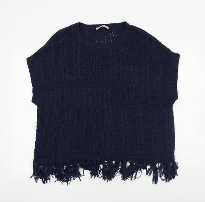 George Womens Blue Round Neck Acrylic Pullover Jumper Size M