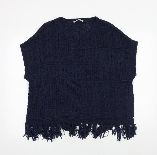 George Womens Blue Round Neck Acrylic Pullover Jumper Size M