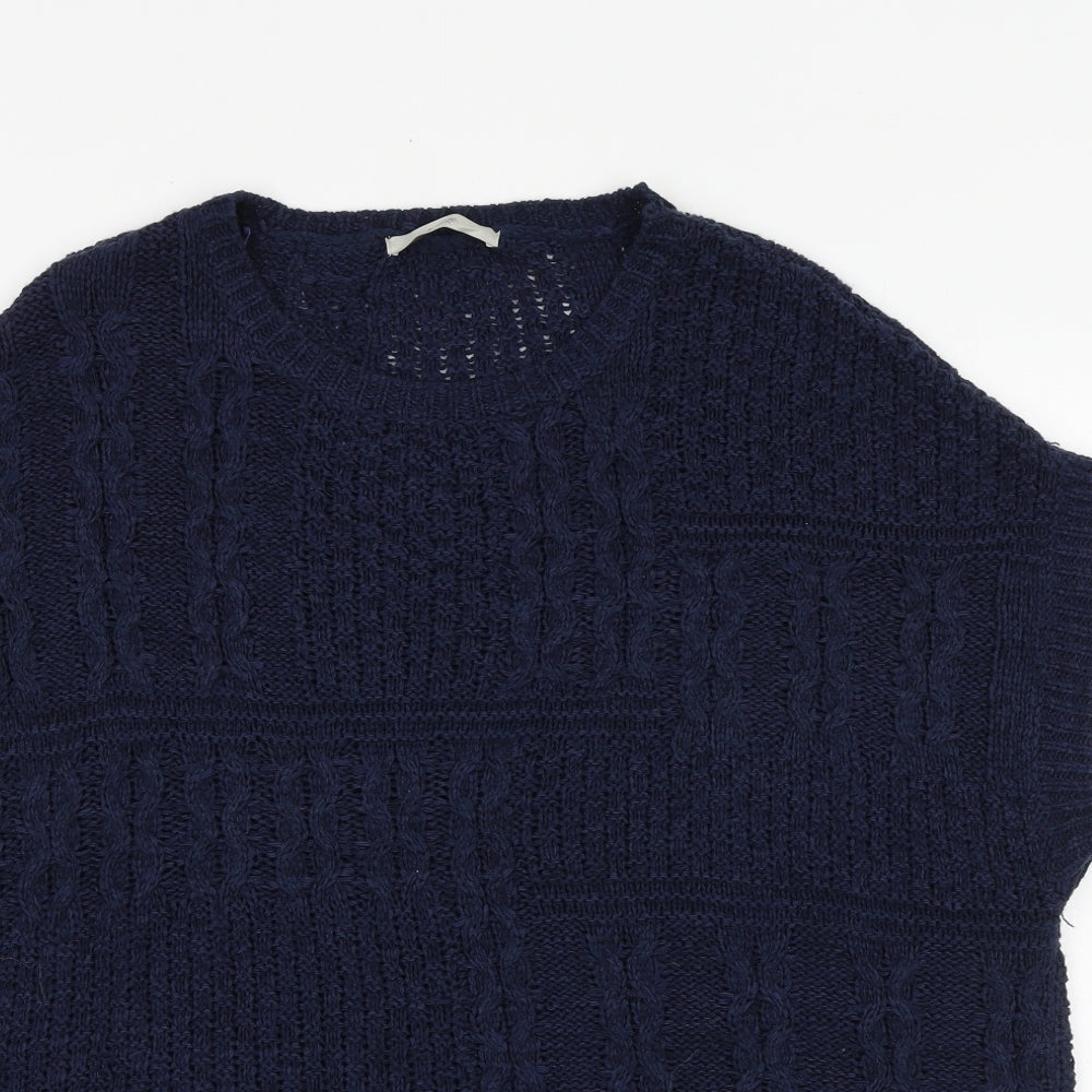 George Womens Blue Round Neck Acrylic Pullover Jumper Size M