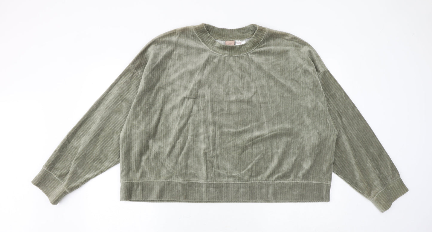 H&M Womens Green Cotton Pullover Sweatshirt Size XL Pullover