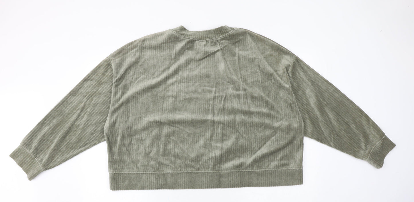 H&M Womens Green Cotton Pullover Sweatshirt Size XL Pullover
