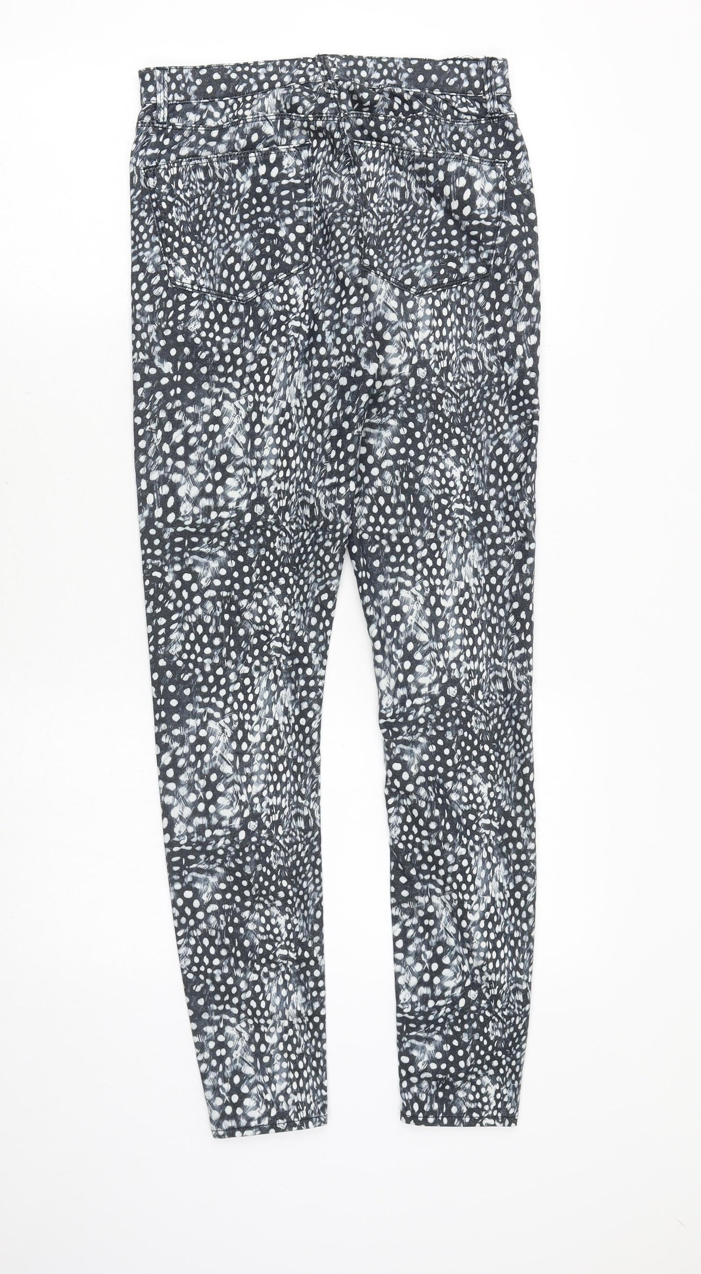 Topshop Womens Black Geometric Cotton Skinny Jeans Size 28 in Regular Zip